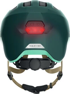 ABUS Smiley 3.0 ACE LED Kinder-Fahrradhelm - Royal Green -Fahrradhelm 677113 SMILEY 3 0 ACE LED ROYAL GREEN REAR CMYK 3